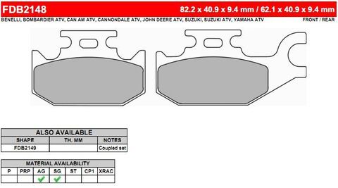 FDB2148EF Тормозные колодки дисковые MOTO, блистер 2 шт