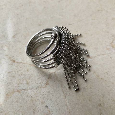 Кольцо Бахрома, серебряный цвет
