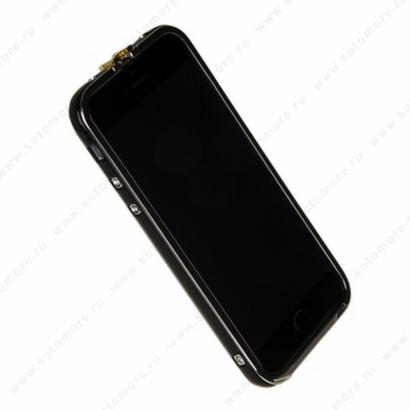 Бампер Heimeiren металический для iPhone 6s/ 6 черный каемка серебро