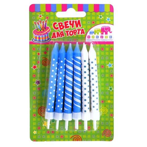 Свечи Для Торта Голубое Ассорти 12шт