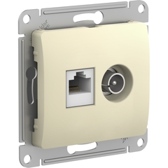 Schneider Electric GLOSSA Бежевый Розетка механизм двойная ТВ + компьютерная RJ45, категория 5Е, GSL000289