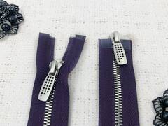 Молния металл Т5, L 80 см, 2 бегунка, баклажановый/никель