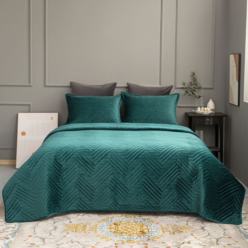ZEPHYR HOME Покрывало 220х240 Велюр Зигзаг Изумрудный