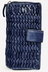 Женский кошелек из натуральной винтажной кожи синего цвета