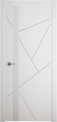 Дверь межкомнатная Альберо (Фрегат) Геометрия (Эмаль) Геометрия-6 (предустановлена магнитная защелка хром/никель матовый), цвет белый, эмаль, стекло белое