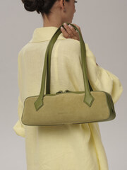 Сумка женская багет на плечо зеленый бамбук