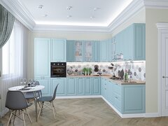 Угловая модульная кухня Ницца-04 Голубой - Белый 2340*3200/2700*600