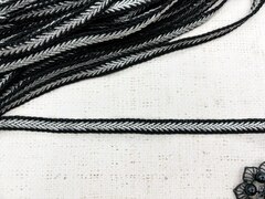 Тесьма плетеная люрекс, ш. 1 см, чёрный с серебром