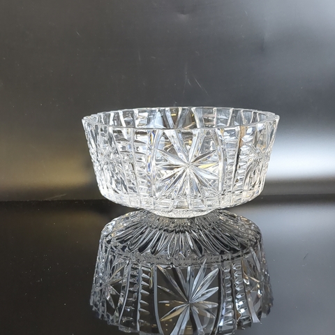 Салатник хрустальный с алмазной гранью, геометрический орнамент, резной узор, винтаж СССР 1970-1990 гг