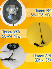 Антенна автомобильная активная врезная наклонная Триада-69 КВ для автомобилей с квадратным посадочным отверстием