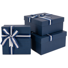 Коробка одиночная, Прямоугольник, Элегант, Темно-синий, 17*17*8, 1 шт.