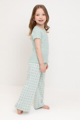 пижама  для девочки  К 1636/голубая дымка,морская клетка