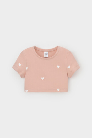 фуфайка  для девочки  КР 302727-1/дымчатая роза,сердечки к557