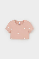 фуфайка  для девочки  КР 302727-1/дымчатая роза,сердечки к557