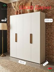 Шкаф распашной, 161х50х208, Дарни, с дубовыми ручками, четырехдверный, Dipriz