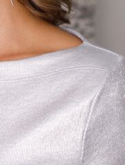 Футболка облегающая из хлопка в рубчик с вырезом лодочка с матовым покрытием металлик  D49.093 (129226)