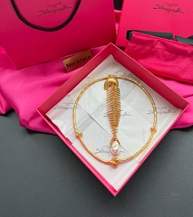Колье обруч FISH с подвеской скелет рыбы с жемчужиной в стиле Schiaparelli