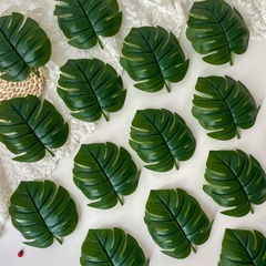 Монстера, лист реалистичный, зелень искусственная, 13*14 см., набор 15 листьев.