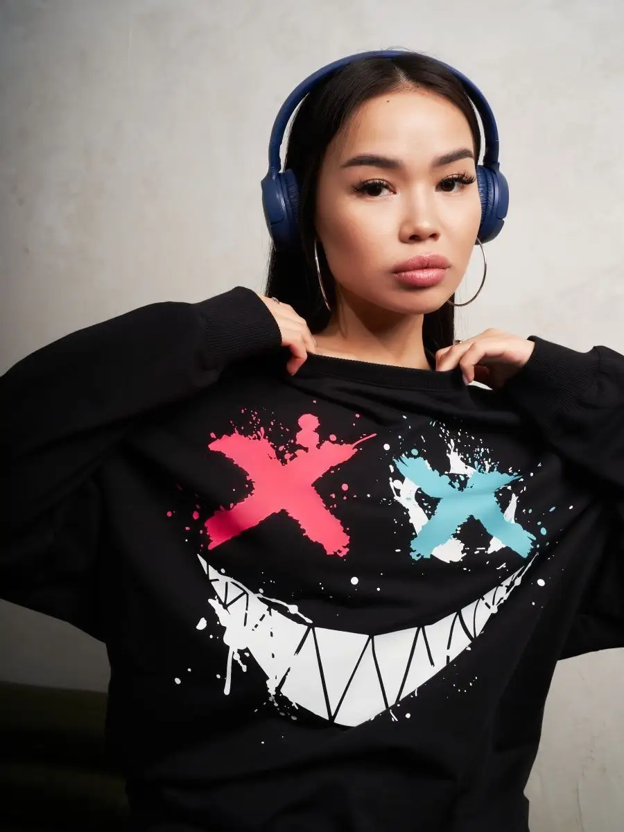 Лонгслив оверсайз женский мужской спортивный с принтом аниме