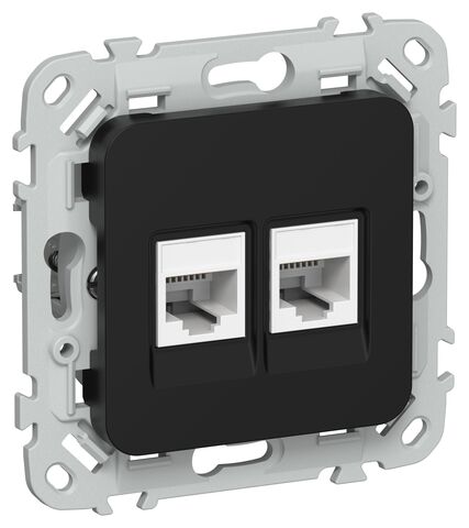 FLITE Роз. 2-я комп. RJ45 кат.5Е UTP РК5е-2-0-ФлЧ чер. IEK