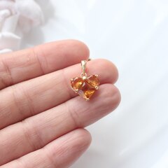 УЦЕНКА!!! Подвеска Сердце с коричневым фианитом, 14 мм, позолота, У079