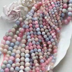 Тонированный кварц, микс, шарик, 8 мм, нить, К043