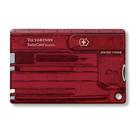 Швейцарская карта Victorinox SwissCard Quattro Red (0.7200.T) красная полупрозрачная - Wenger-Victorinox.Ru