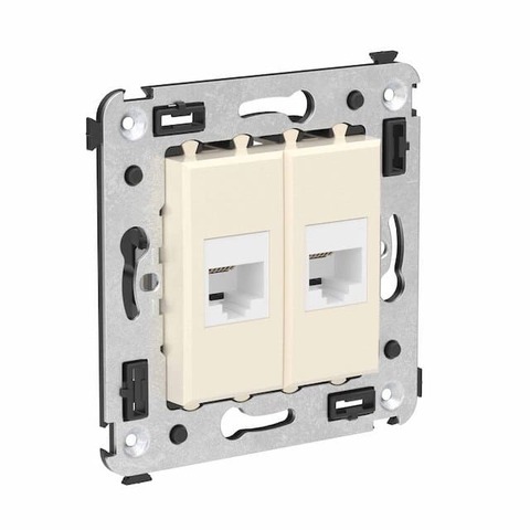 Розетка телефонная двойная RJ-12/RJ-12 - 2 модуля. Цвет Ванильная дымка. DKC серия Avanti. 4405614