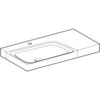 Раковина Geberit Xeno² с полкой: B=90см, T=48см, Отверстие под смеситель=По центру, Перелив=Без, Полочное пространство=Правая, Белый / Специальное керамическое покрытие KeraTect