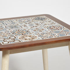Стол с плиткой CT3030 Marrakesh (темный дуб/античный белый , рисунок - марокко )