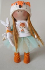 Волосы - трессы для кукол, прямые, 15 см*1 метр., светло-оранжевые.