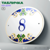Адресная табличка с номером дома 8, на фасад и забор, на дверь, овальная в средиземноморском стиле, 29х23 см, Айдентика Технолоджи
