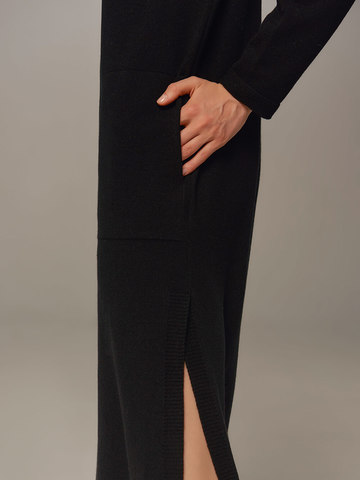 Женское платье черного цвета из шерсти и кашемира - фото 3