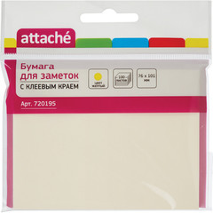 Стикеры Attache 76х101 мм пастельные желтые (1 блок, 100 листов)