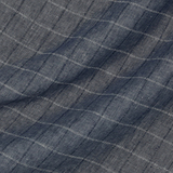 Льняное полотно синего оттенка в полоску из фактурных нитей