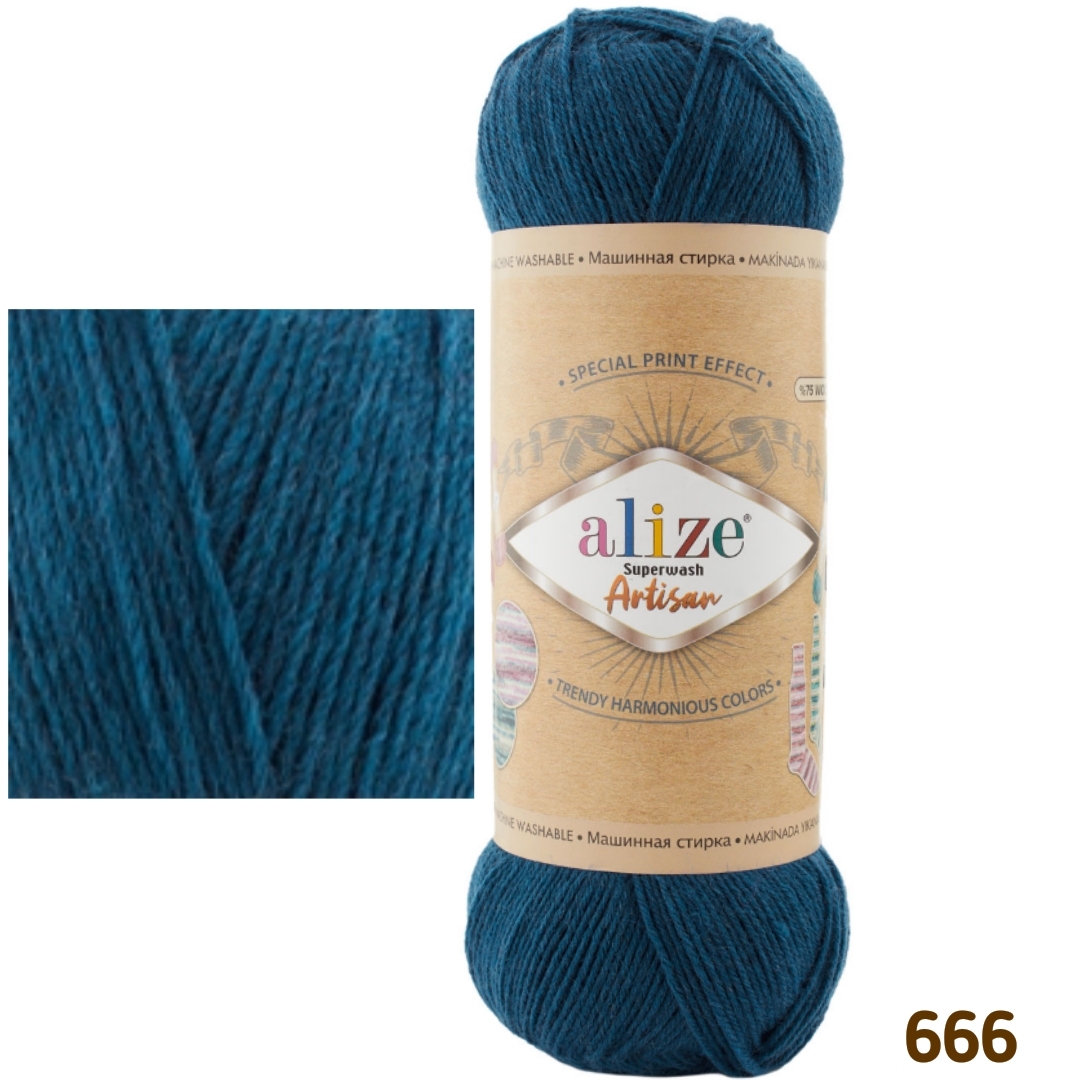 ALIZE SUPERWASH ARTISAN 666, Темный петроль - Купить.Пряжа в  наличии.Быстрая доставка. Магазин Клубок Впрок