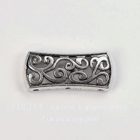 Разделитель на 3 нити 26х12 мм (цвет - античное серебро)