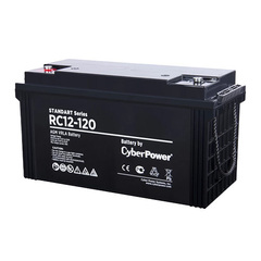 Аккумуляторная батарея CyberPower RC 12-120 / 12 В 120 Ач, напряжение 12В, емкость   (разряд 20ч) 124Ач, макс. разрядный ток (5 сек) 1300А, макс зарядный ток 40А,   свинцово-кислотная (AGM), клемма М8, ДхШхВ 410х176х224мм., высота с   клеммами226, ве