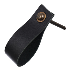 Ручка кожаная для мебели, цвет черный .