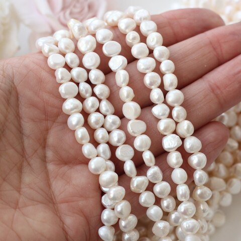 Жемчуг натуральный речной, купольная форма, 5,5-7 мм, 1 нить, Ж009