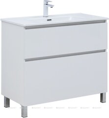 Aquanet 345383 Тумба с раковиной Вега 90 (Flat) напольная 2 ящ. цв. белый глянец (345383) фото