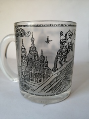 Кружка 300 мл стекло с видами Петербурга.