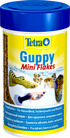 Tetra Guppy Mini Flakes основной корм для живородящих рыб хлопья 100 мл