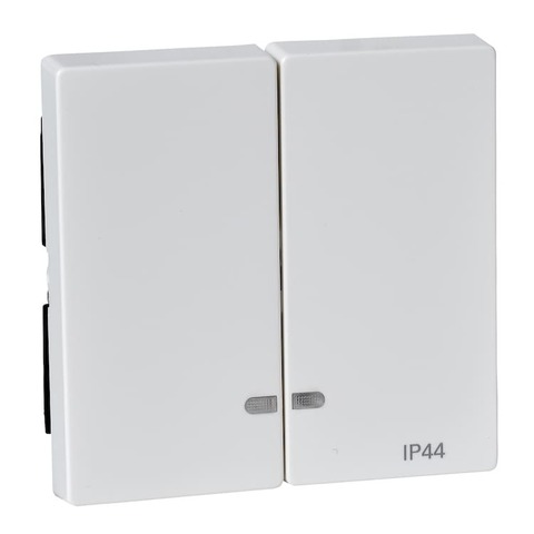 Клавиша двойная с окошком для индикации IP44. Цвет Полярный белый. Merten System M. MTN3424-0319
