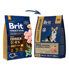 Brit Premium Dog Adult Medium с курицей для взрослых собак средних пород 15 кг