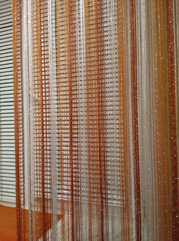 Нитяные шторы дождь радуга - белые, терракотовые, оранжевые, 300 х 280 см. Арт. 1-2-3