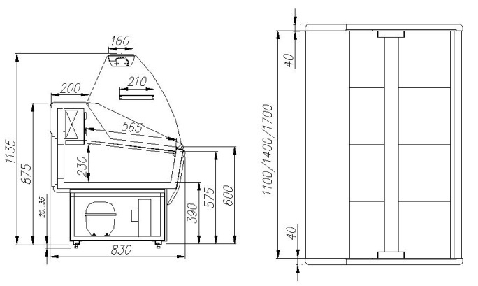 Витрина холодильная POLUS G85 SM 1,8-1 (ВХС-1,8 ЭКО)