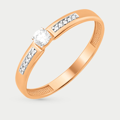 Кольцо из розового золота 585 пробы с фианитами для женщин (арт. К13211757)