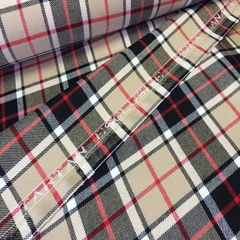 Ткань шерсть  тартан клетка  бежевая 3166
