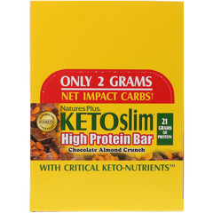 Nature's Plus, KETOslim, High Protein Bar, Chocolate Almond Crunch, 12 Bars, 2.1 oz (60 g) Each
